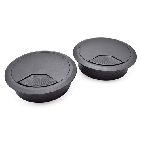3-1/8 Inch (80mm) Black Wire Grommets and Cable Ties Kit, ABS Plastic Desk Hole Cover Cord Organizer