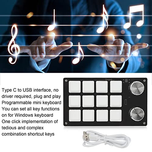 Zerodis Macro Mechanical Keyboard - One Handed 12 Key Multifunction DIY Programmable Keypad for Gaming