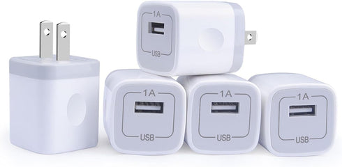 GiGreen Single Port USB Wall Charger 5 Pack, 1A/5V Power Adapter Compatible with iPhone, Samsung, LG, Moto, Pixel