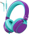 Kids Volume Limited 85/110dB Wired Over-Ear/On-Ear Foldable Headset with Inline Cable AUX 3.5mm Cord Mic for Boys and