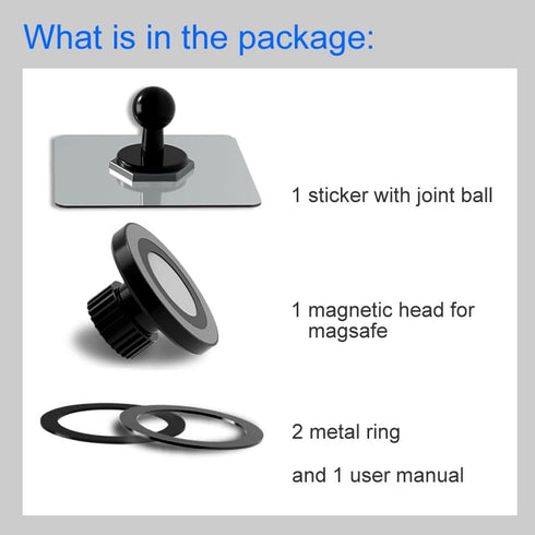 Magnetic Phone Holder for MagSafe Wall Mount, Waterproof, Self-Adhesive, Rotatable Ball, Compatible with iPhone 15/14/13