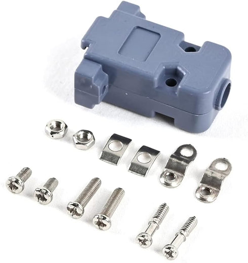 JRready ST6237 DB9 Connector - 20 PCS 9 Pin Gray Plastic Hoods Set of Crimp Solder D-Sub Connector Assortment Kit