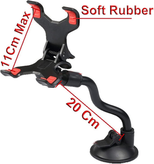 8" Flexible Gooseneck Suction Cup Cellphone Holder with Extra 3M Adhesive Mounting Disk for Multi-Purpose Use