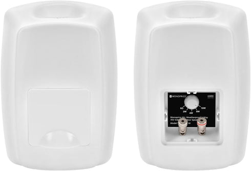 Monoprice WS-7B-42-W 4in. Weatherproof 2-Way 70V Indoor/Outdoor Speaker for Whole Home Audio, White (Each)