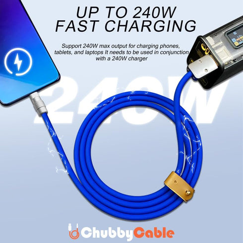 chubbycable Chubby 2.0 Fast Charging Cable Durable Soft Silicone USB C Cable 240W Extra Thick Phone Charger Cord,