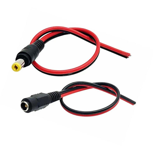 10 Pairs 12V 5A DC Power Pigtail Barrel Plug 2.1mm x 5.5mm Male Female Connector for CCTV Security