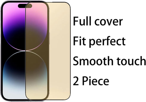 2 PCS Anti-Blue Tempered Glass Mirror Screen Protector for iPhone 14 Pro Max, 6.7 inch 9H Hardness Anti-scratch