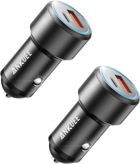 USB C Car Charger, 2 Pack PD 20W & QC 3.0 22.5W USB Fast Charger Plug, Mini Aluminum Alloy Cigarette Lighter Adapter,