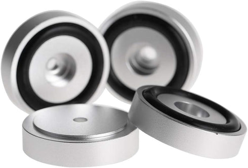 4Pcs Anti Vibration Amplifier Feet, 4010mm Aluminium Alloy Universal Copper Speaker Spikes Pads, Silver