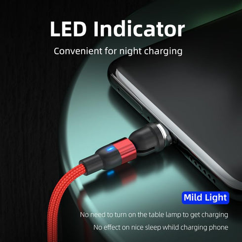 Magnetic Charging Cable 2-Pack 540° Rotating Magnetic Phone Charger Cable with LED Light for Micro USB, USB C -