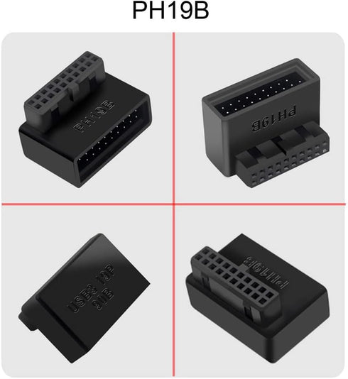 NFHK USB 3.0 20pin Male to Female Extension Adapter, Up & Down Angled 90 Degree Overmold