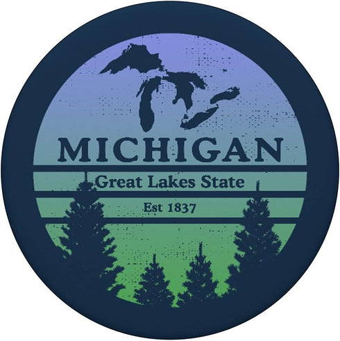 PopSockets Swappable PopGrip - Michigan Great Lakes State Lake Silhouette Souvenir