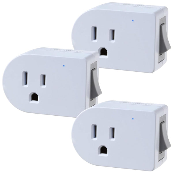 Fosmon Grounded Outlet Switch, ON/Off Switch, 3 Pack, 3 Prong Plug in Electrical Switch, Surge Protector, White