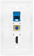 3 Port Wall Plate with Coaxial TV Cable F Type + Cat6 Ethernet + HDMI Keystone Female to Female Jack - White