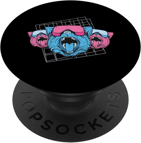 Virtual Reality Cats Design for Gamers | Vaporwave Retro Graphic PopSockets Standard PopGrip