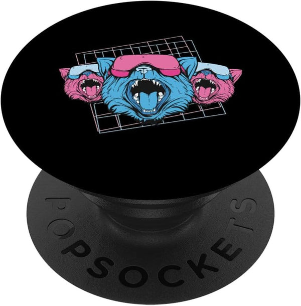 Virtual Reality Cats Design for Gamers | Vaporwave Retro Graphic PopSockets Standard PopGrip