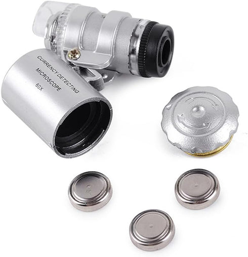 SEWACC Pocket Microscope 60x with LED Light Microscope Magnifier for Currency Inspection
