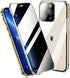 HENGHUI Anti-Peep Lockable Case for iPhone 14 Pro Max - Magnetic Glass, Camera Lens & Privacy Screen Protector, Bumper Cover (Gold)