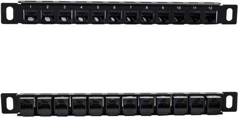 GeeekPi 12 10inch 0.5U CAT6 T1/T0/T2/T1 Plus/T0 Plus/TL1 10 Inch Port Patch Panel, Network Patch Panel for DeskPi