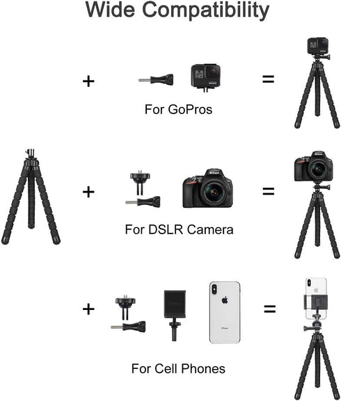 Phone Tripod, Flexible Tripod with 4-Axis Angle Adjustment, Unique 360° Rotating Holder for iPhone, Android Phone, DSLR