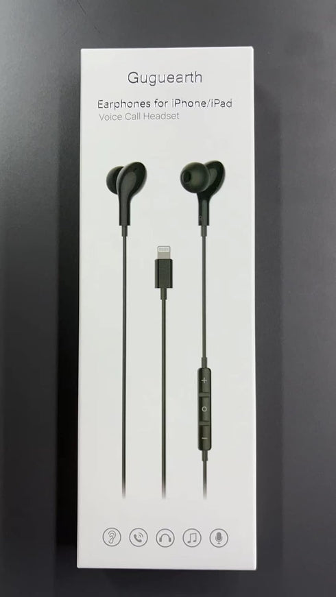 Guguearth Lightning Headphones for iPhone, MFi Certified Magnetic Earbuds with Mic, Compatible with iPhone 14-7 (Black)