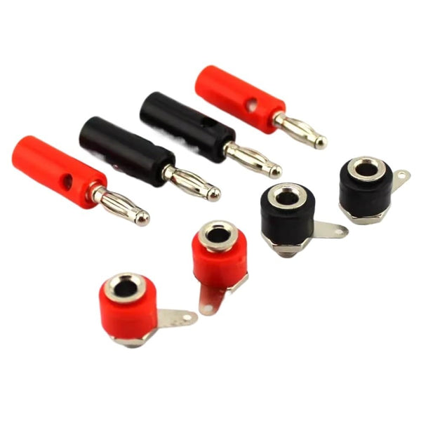 sjgqwt 10Sets Audio Speakers Banana Plug Screw + Socket Connector Kits 4mm Ja-ck