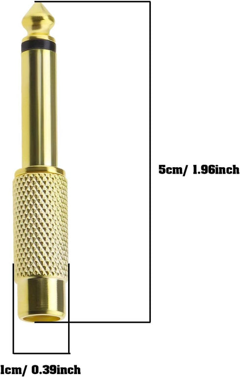 The Lord of the Tools 5PCS RCA to 1/4 Inch Adapter, Gold Plated RCA Female to 6.35mm Mono Male Plug