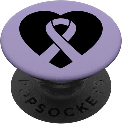 Hodgkin Lymphoma Awareness Heart Purple Ribbon Support PopSockets Swappable PopGrip