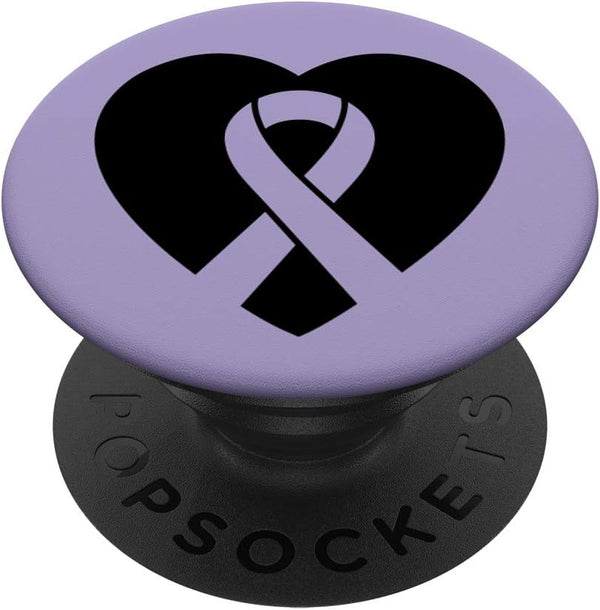 Hodgkin Lymphoma Awareness Heart Purple Ribbon Support PopSockets Swappable PopGrip