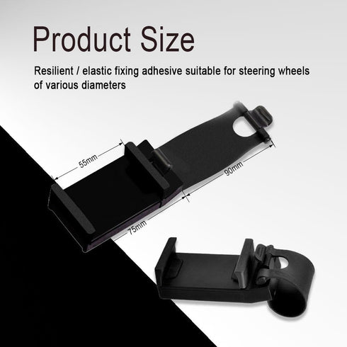 Car Steering Wheel Phone Mount, Steering Wheel Smartphone Mount, Portable Steering Wheel Phone Holder Mount Clip Fit for IPhone14/13/12/11 Pro Max/XR/XS/S21/S20/S10/Note 10 (Black) by Jsorum
