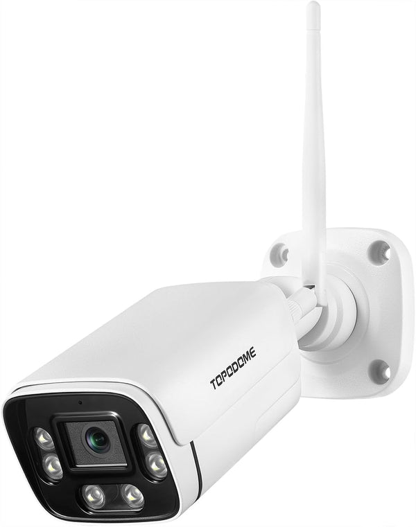 Outdoor Wi-Fi Bullet Security Camera, 1080P RTSP IP WiFi Surveillance, Night Vision, 2-Way Audio, Weatherproof (White)