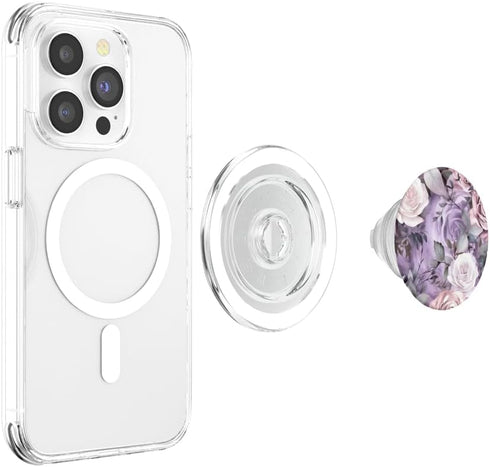 Purple Flower PopSockets PopGrip for MagSafe - Floral Lavender Blossom Rose