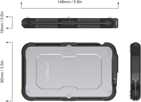 ineo 2.5" USB 3.0 Type-A Rugged Waterproof External Hard Drive Enclosure for SATA HDD/SSD