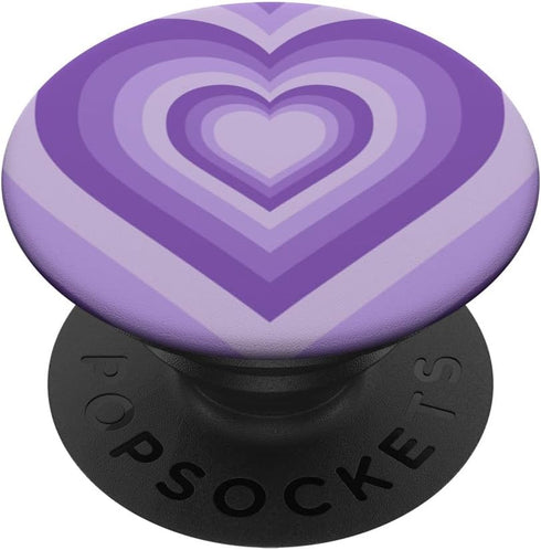 Purple Love Heart Groovy Coffee Latte Pattern Women Phone PopSockets Standard PopGrip