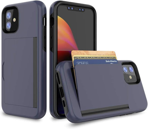 iPhone 11 Case with Card Holder, Protective Wallet Case with Credit Card Slot - Grey