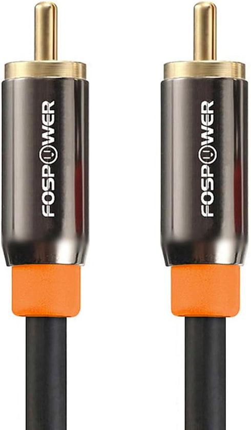 FosPower Digital Audio Coaxial Cable, 24K Gold Plated Connectors, 3ft, RCA Male to RCA Male