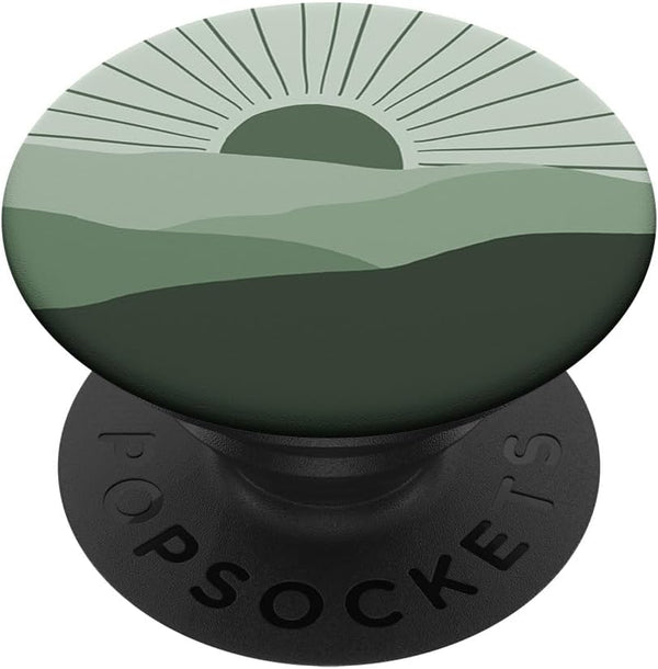 Minimal Sage Green Mountain Sun Sunset Boho Chic PopSockets Standard PopGrip