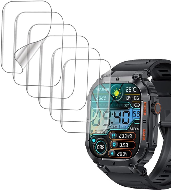 Screen Protector for KACLUT GLONHI EIGIIS, KLOGIPOW, OCTDG, ESFOE, PODOEIL K57 Pro 1.96" Rugged Smart Watch, Soft TPU,