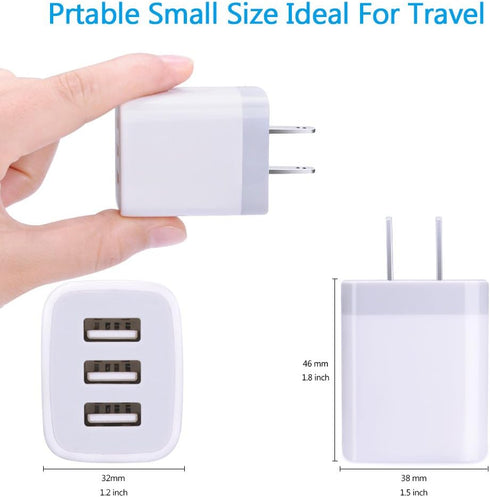 Hootek USB Wall Charger 2Pack, 3-Port 3.1A Power Adapter, Multi Port Quick Charger Block for iPhone 15 14 13 12 11 Pro