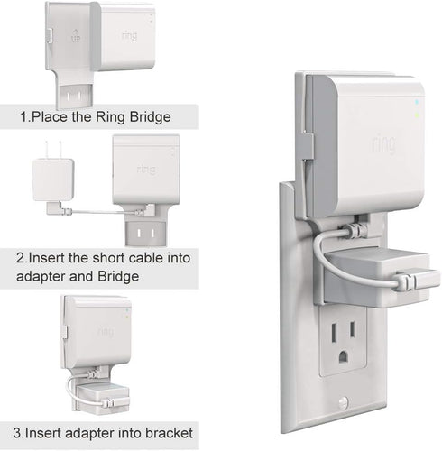 Outlet Mount for Ring Bridge, Space Saving Wall Holder with Short Cable for Ring Smart Lighting Bridge (1 Pack)