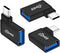 USB C to USB 3.0 Adapter 90 Degree (3 Pack), USB-A 3.0 Female to USB-C 3.1 Male Right Angle OTG Adapter