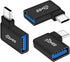 USB C to USB 3.0 Adapter 90 Degree (3 Pack), USB-A 3.0 Female to USB-C 3.1 Male Right Angle OTG Adapter