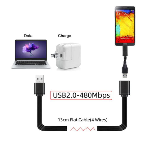 xiwai 13cm USB 2.0 Type-A Male to Male Female Data Flat Slim FPC Cable for Disk, FPV & Phone