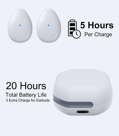 Mini Wireless Bluetooth Earbuds, Tiny Semi in-Ear Headphone for Sleep, Work, Fitness, Run, Drive, White Gray