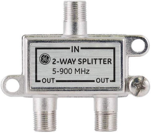 GE 2-Way Coaxial Cable Splitter, 5-900 Mhz Range, RG59 RG6 Compatible for HD TV, Audio, Video