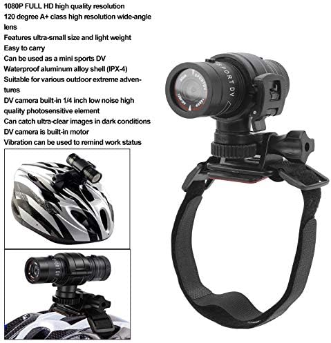 Helmet Camera Outdoor Bicycle Sports Camera, Full HD 1080P Mini Sports DV Camera, 120° Wide Angle, IPX-4 Waterproof