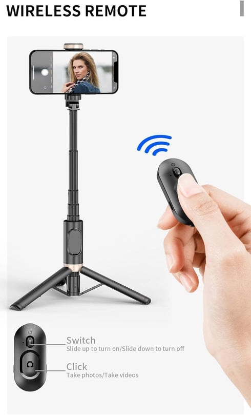 XIHAMA 15 14 Selfie Stick Tripod - Extendable Phone Tripod with Wireless Remote All-in-one Design for Smartphones