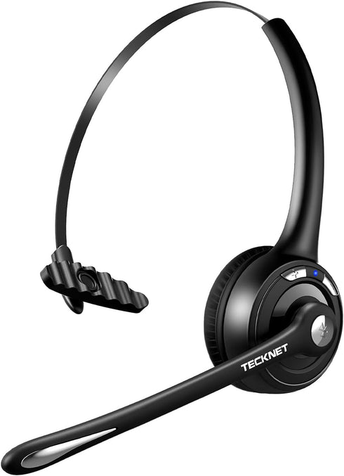 TECKNET Bluetooth Headset, Wireless On-Ear Headphones with Noise Cancelling Mic for Work, Trucker, PC, Office, Call