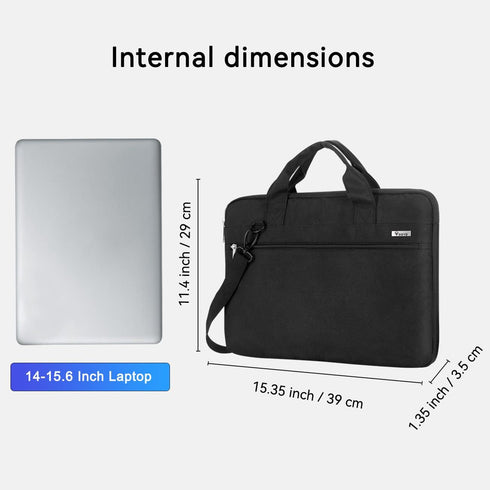 Voova Laptop Bag 15.6 Inch, 360° Protective Sleeve for MacBook Air 15 M2, Waterproof Computer Bag, Black