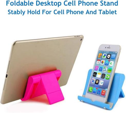 Cell Phone Stand for Desk, Foldable Cell Phone Holder Mobile Phone Dock Multi-Angle Universal Adjustable Tablet Holder Compatible with Most Cell Phone and Tablet (Pink)